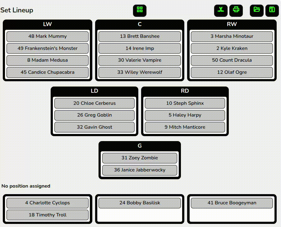 Basic movement in a lineup