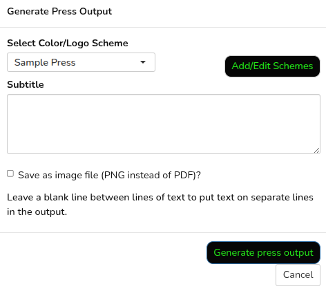 Hockey Press Output Dialog