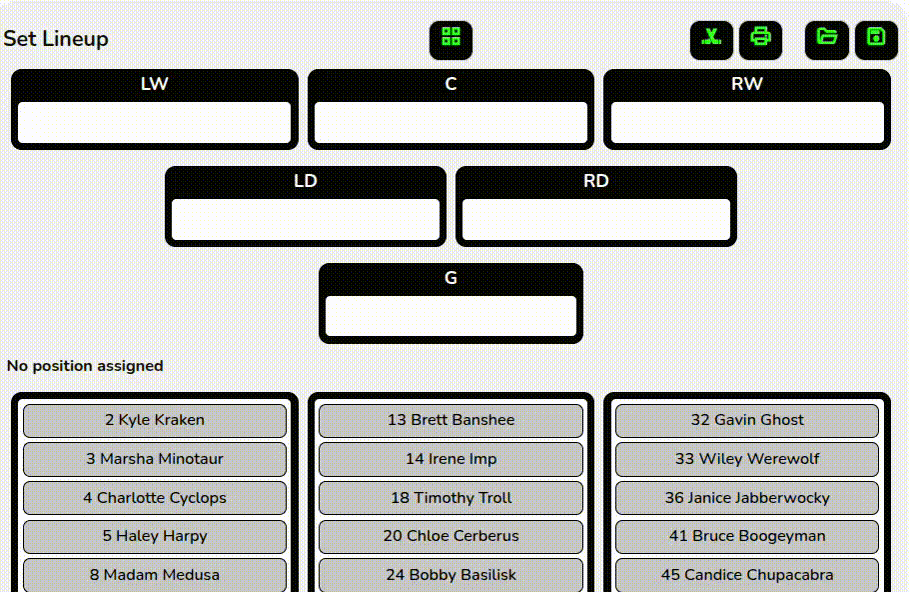 Load lineup dialog box