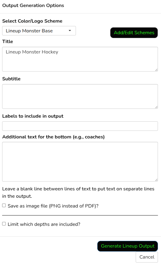 Print options