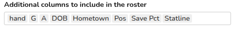 Upload roster dialog to select columns to include